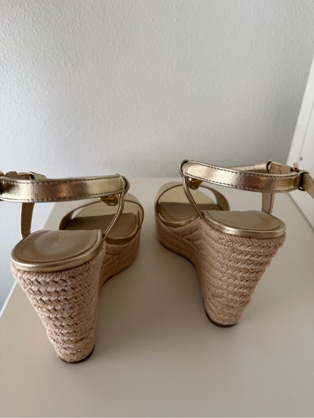 Michael Kors Metallic Gold Espadrille Wedge Sandals - Picture 3 of 7